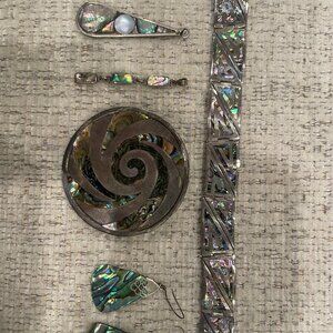 Vintage Sterling Silver & Abalone Jewelry